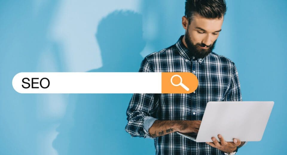 Search Engine Optimisation bar with words "SEO" inside.