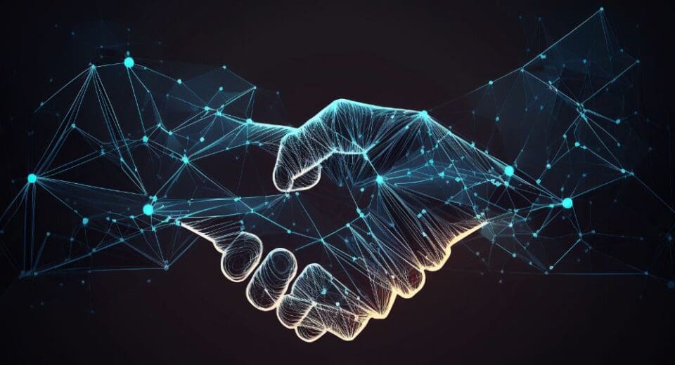 Why Internal Linking is Important for Ecommerce SEO shown by digital hands shaking