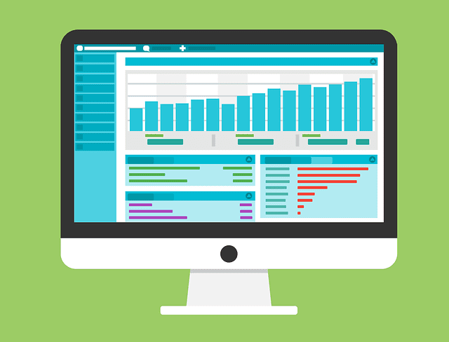 online analysis software illustration showing a bar chart and upwards direction